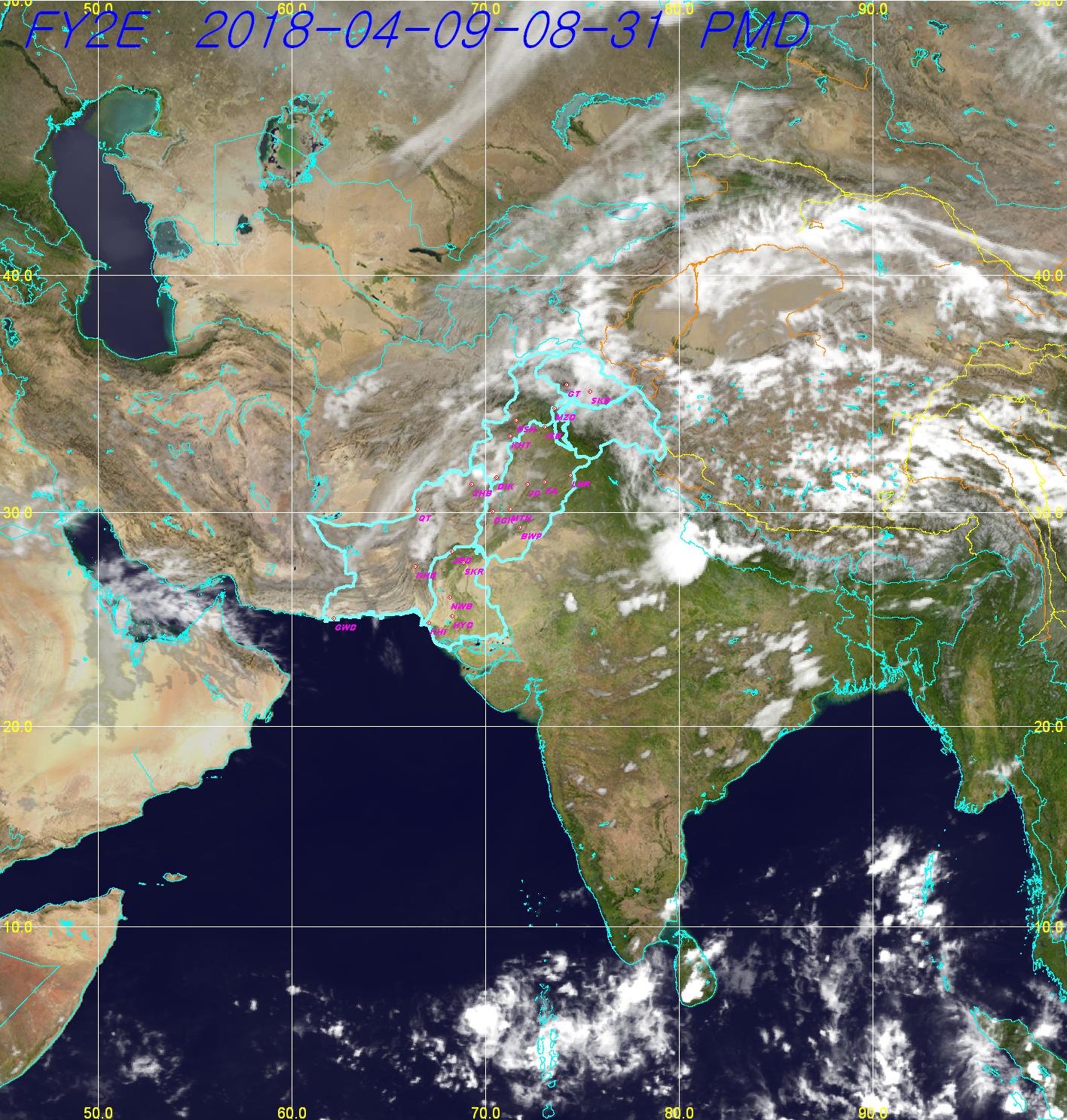 وضعیت قرار گیری توده های ابر بر روی جنوب آسیا و ایران +عکس